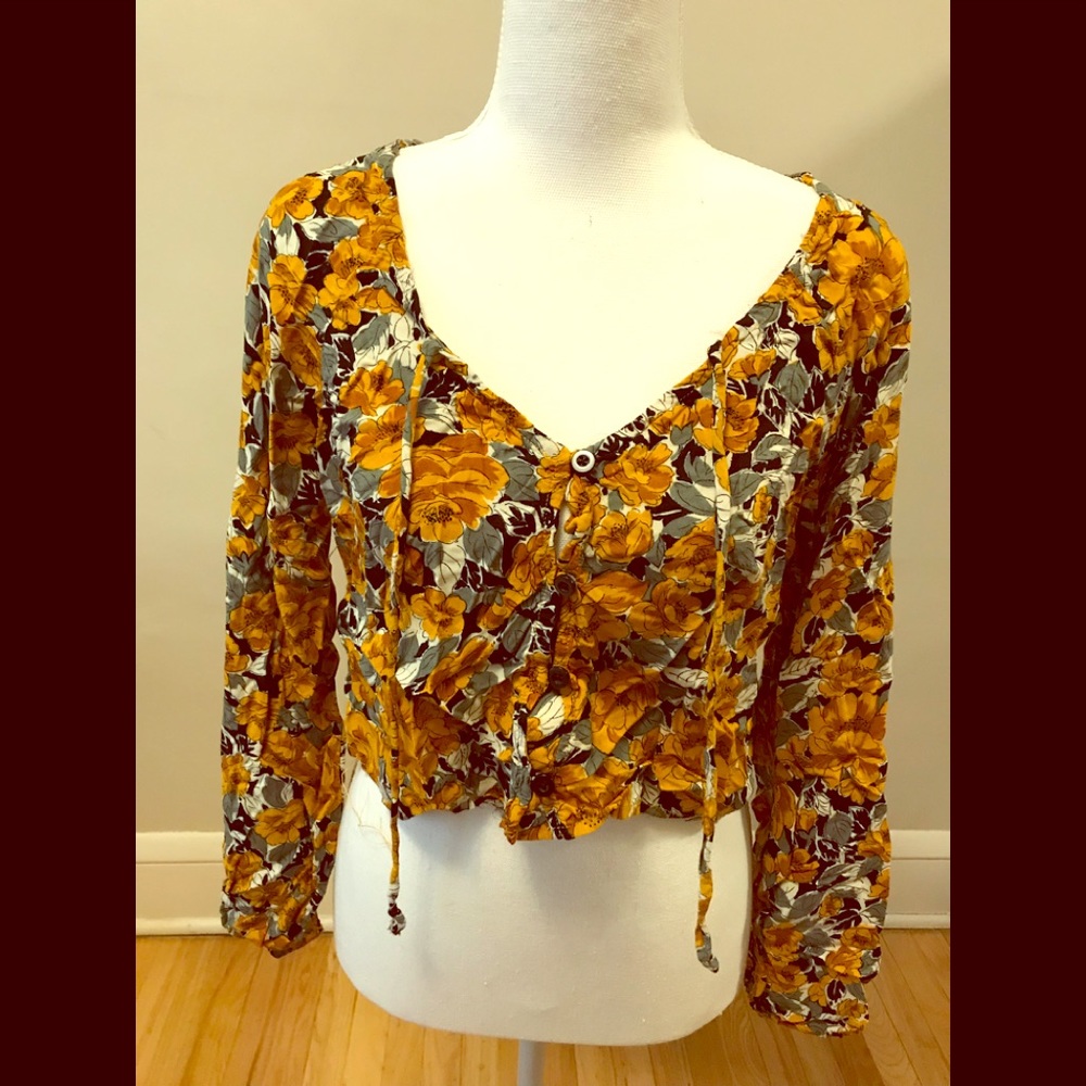 Wild Fable Floral Yellow Blouse